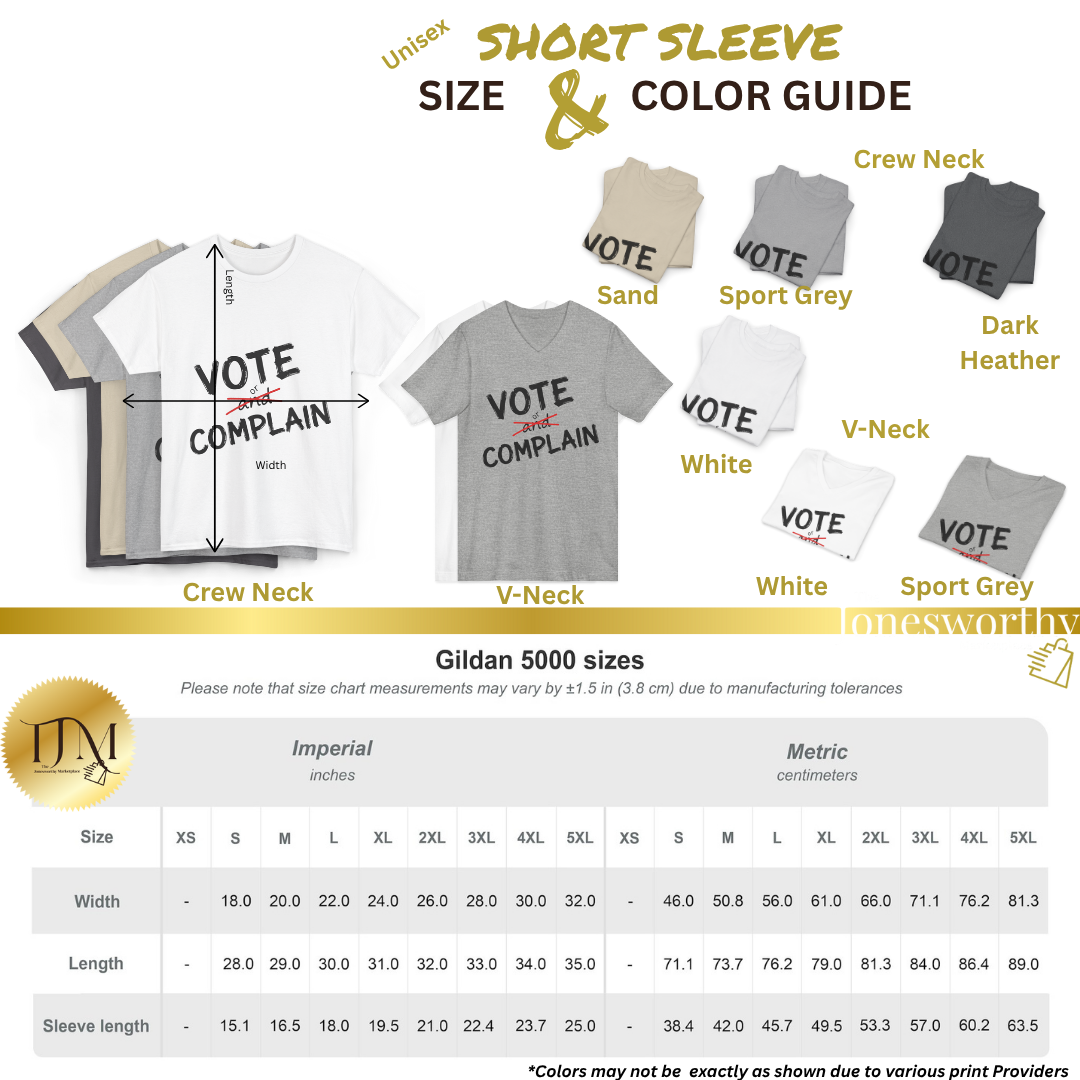 Vote or Complain Shirt – Unisex Tee, V-Neck, Sweatshirt, or Hoodie | Political Graphic Tee | Civic Engagement Shirt