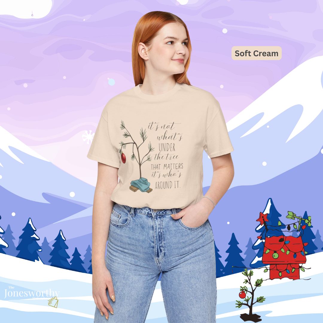 It’s Not What’s Under the Tree Christmas Unisex Jersey Short Sleeve Tee | Minimalist Tree Holiday Tee