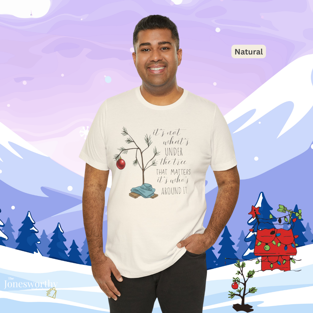 It’s Not What’s Under the Tree Christmas Unisex Jersey Short Sleeve Tee | Minimalist Tree Holiday Tee
