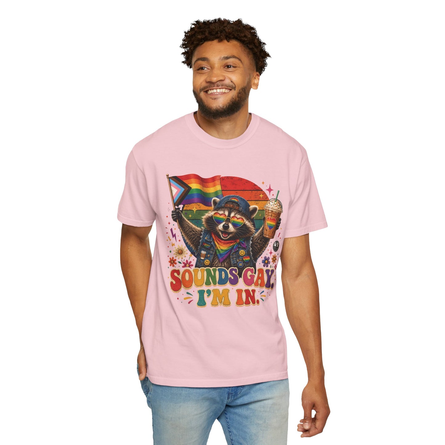 Sounds Gay I'm In Shirt, Pride Raccoon Tee, LGBTQ Pride Shirt, Ally Gift, Drag Brunch Shirt, Comfort Colors Graphic Tee