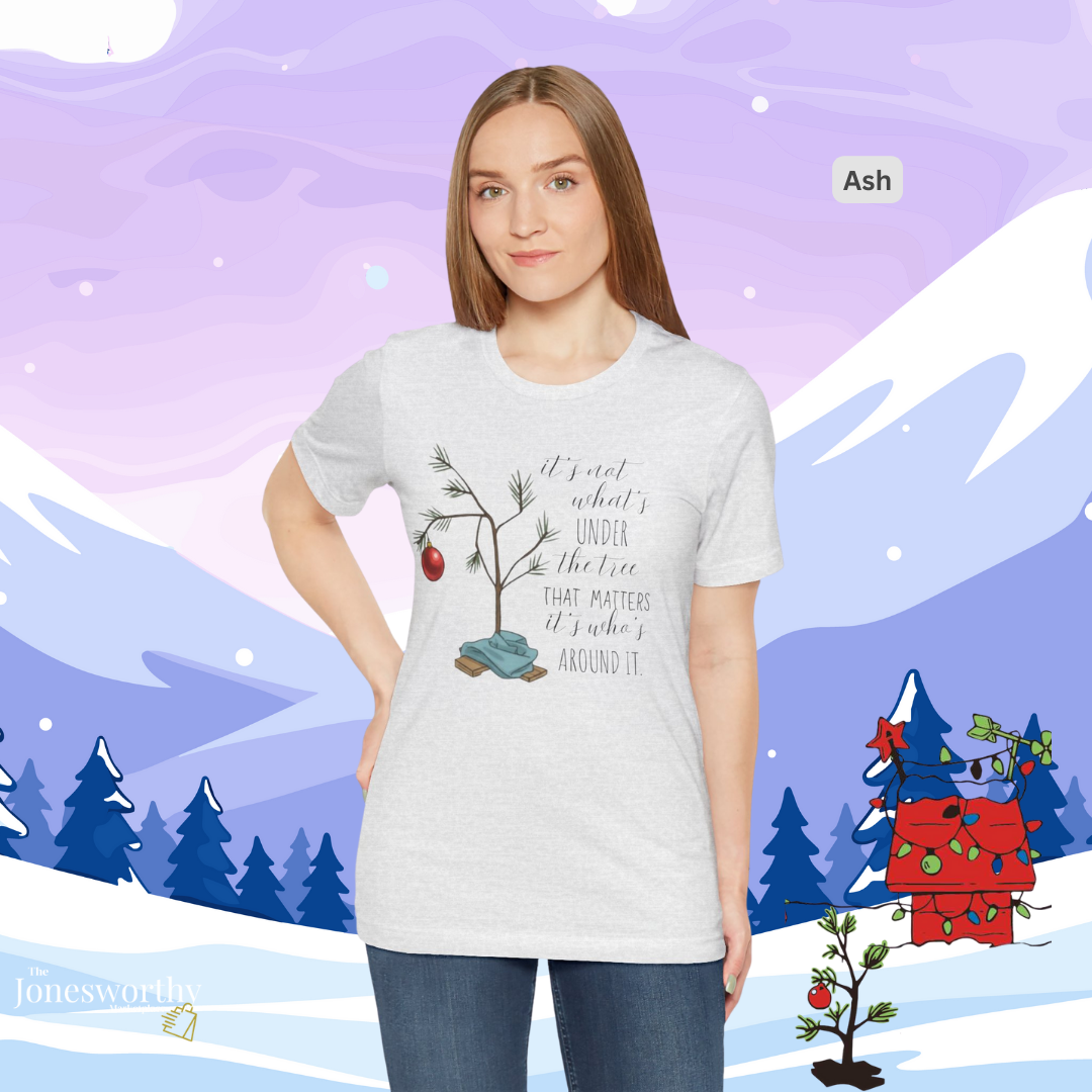 It’s Not What’s Under the Tree Christmas Unisex Jersey Short Sleeve Tee | Minimalist Tree Holiday Tee