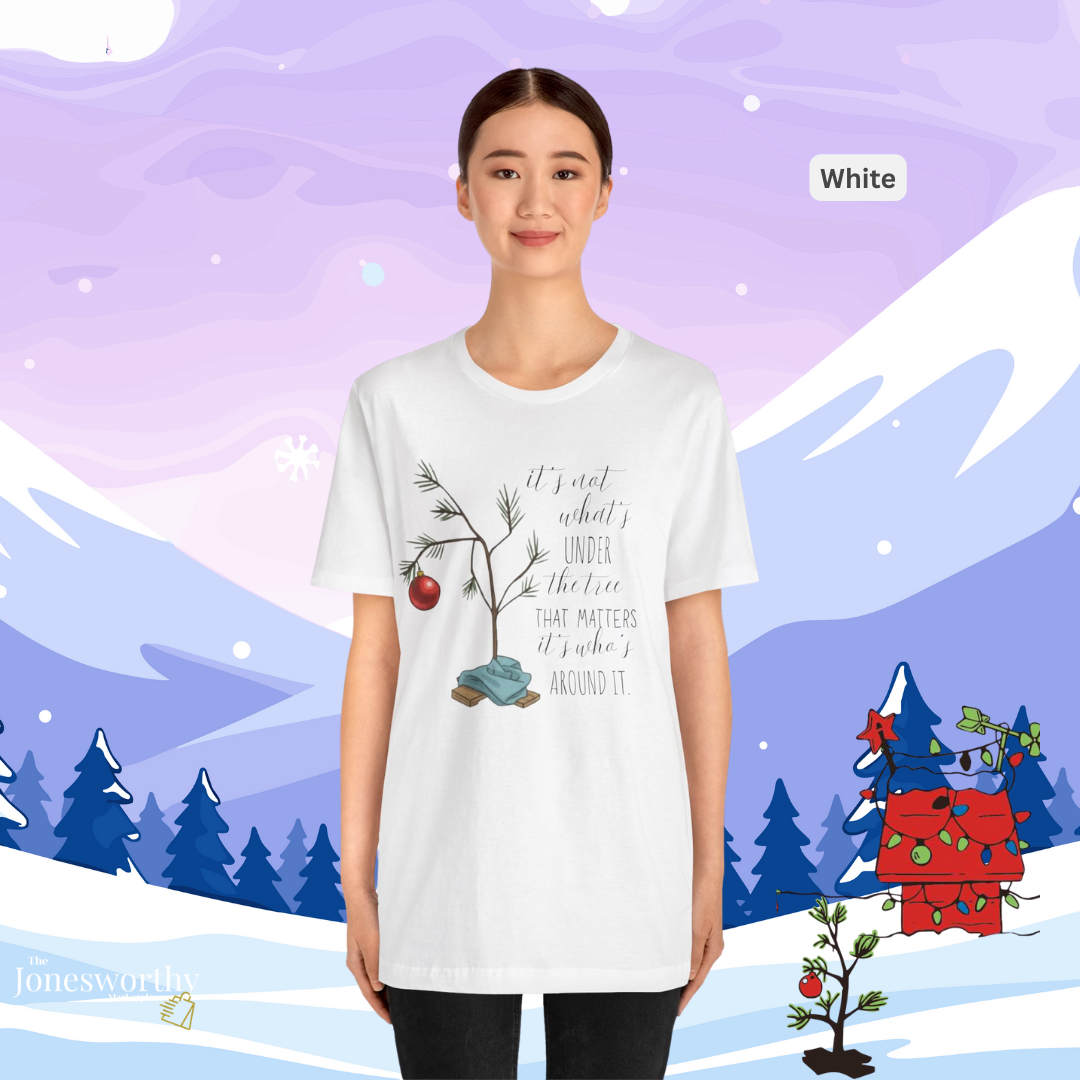 It’s Not What’s Under the Tree Christmas Unisex Jersey Short Sleeve Tee | Minimalist Tree Holiday Tee