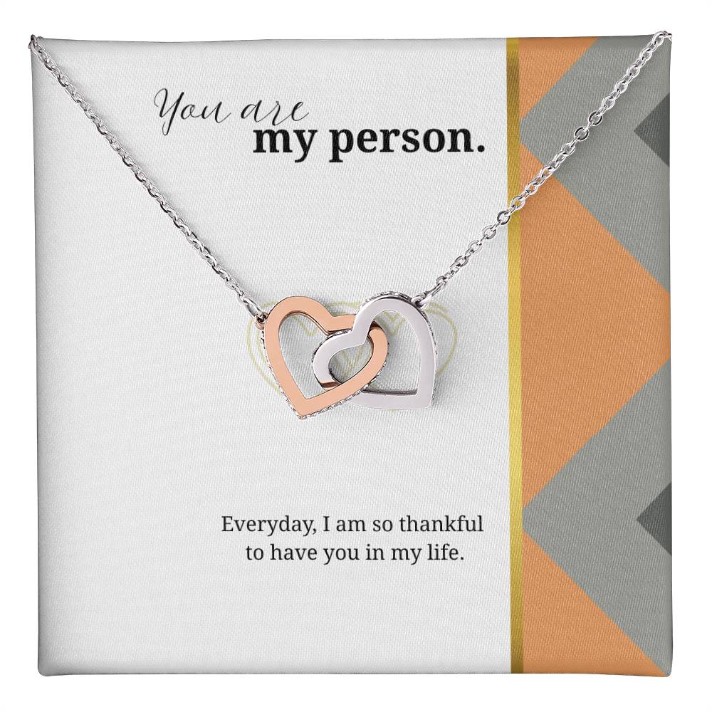 My Person Minimalist Universal Appreciation Gift for Him or Her | Interlocking Hearts Necklace or Love You Forever Bracelet