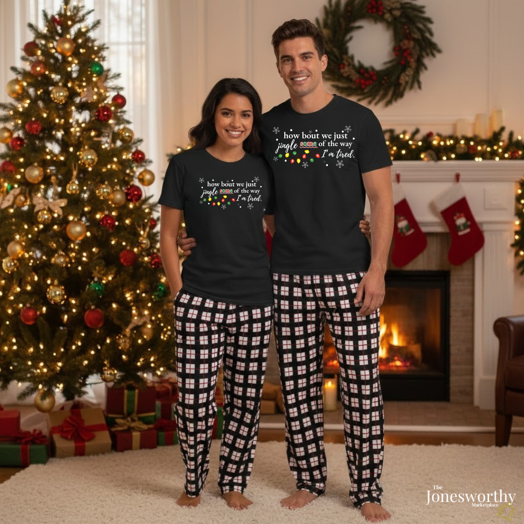 Matching Christmas Pajama Set for Couples – Mix & Match Holiday Tees,  Gingham Pants, Family Christmas PJs, Custom Festive Pajamas (XS–3XL)