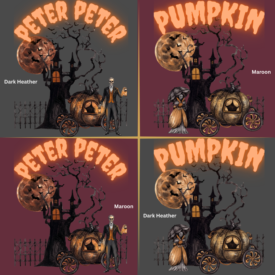 Funny Couples Halloween Shirts | Peter Peter Pumpkin Eater T-Shirts | Vintage Retro Horror Graphic Tees