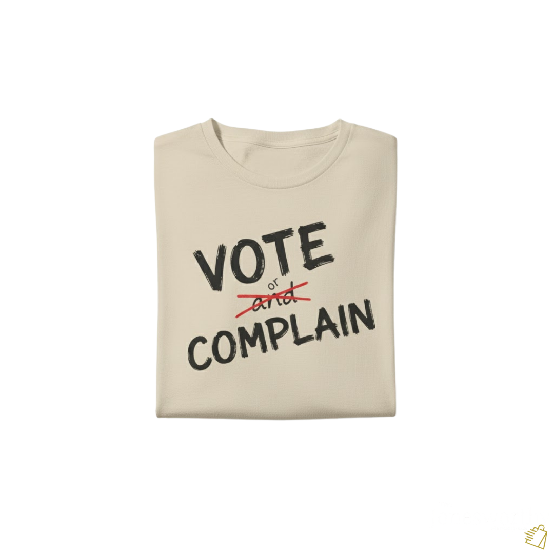 Vote or Complain Shirt – Unisex Tee, V-Neck, Sweatshirt, or Hoodie | Political Graphic Tee | Civic Engagement Shirt