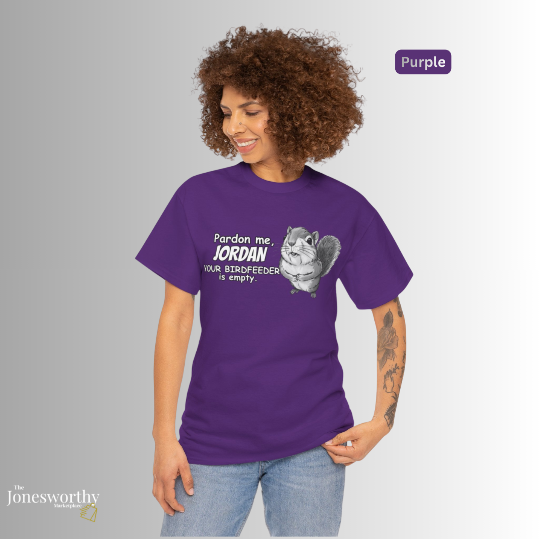 Personalized Squirrel Shirt  – Funny Custom Retro Name Shirt for Bird Lovers, Bird Feeders Empty, Hummingbirds , Bird Feeder Gift