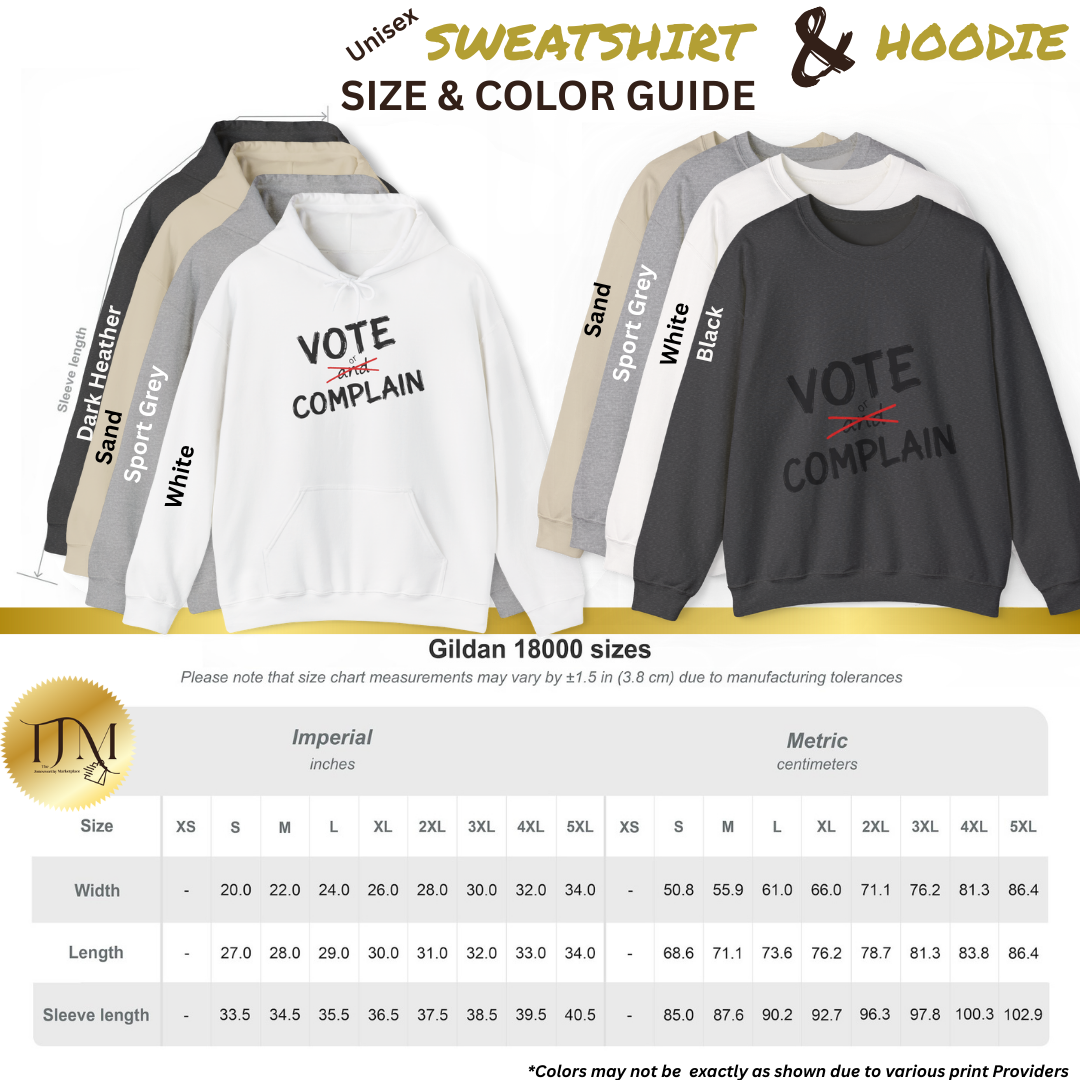 Vote or Complain Shirt – Unisex Tee, V-Neck, Sweatshirt, or Hoodie | Political Graphic Tee | Civic Engagement Shirt