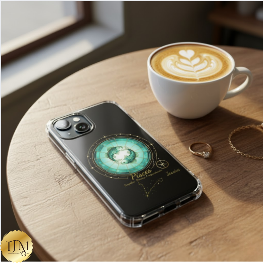 Zodiac iPhone 15 | 15 Pro | 15 Plus | 15 Max Case MagSafe: Faux Stained Glass, Personalized Name