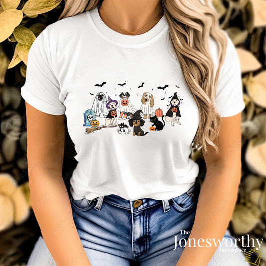 Cute Ghost Dogs Halloween Shirts, Sweatshirts, Hoodies, Crop Tops & Onesies | Dog Lovers Halloween Gift for the Whole Family