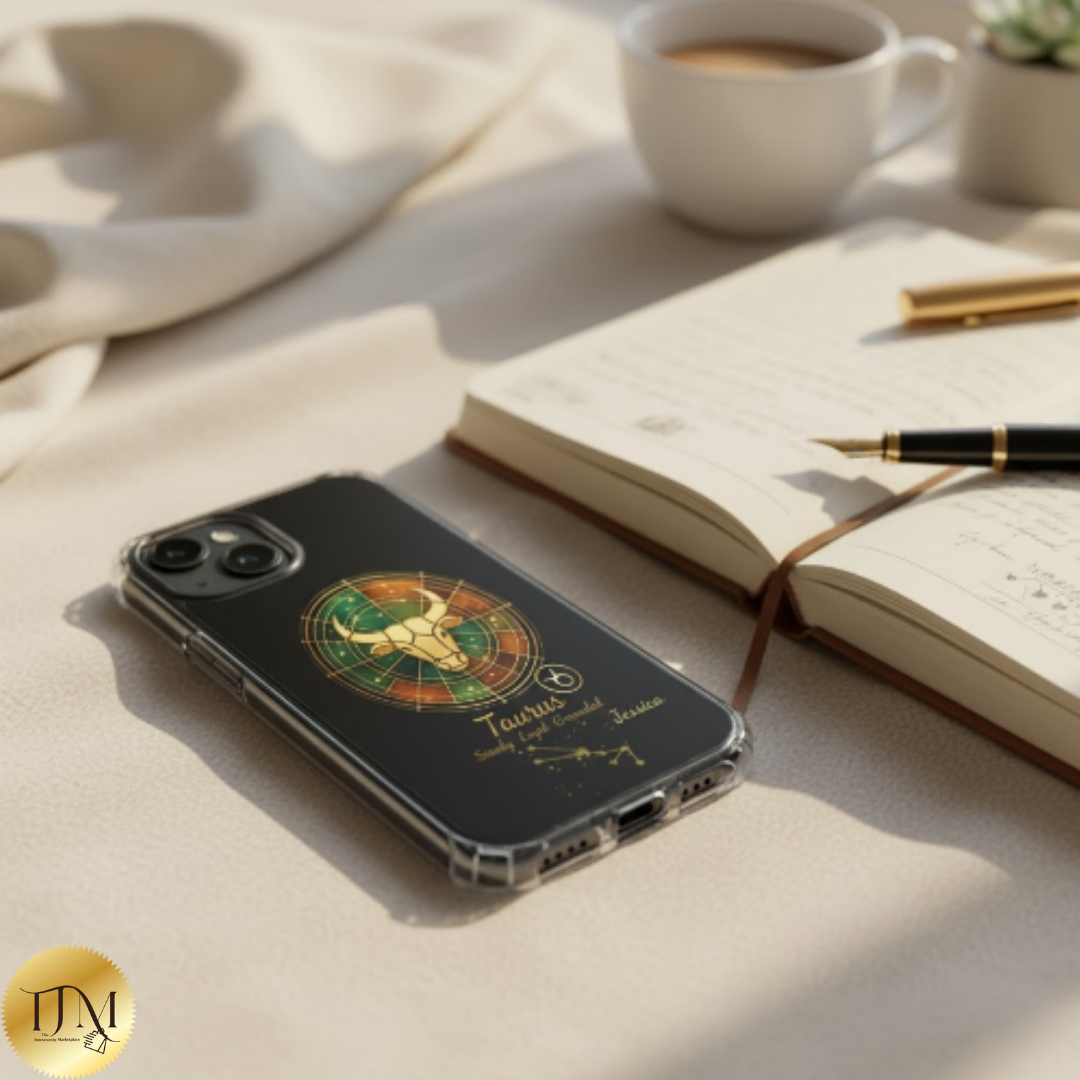 Zodiac iPhone 15 | 15 Pro | 15 Plus | 15 Max Case MagSafe: Faux Stained Glass, Personalized Name