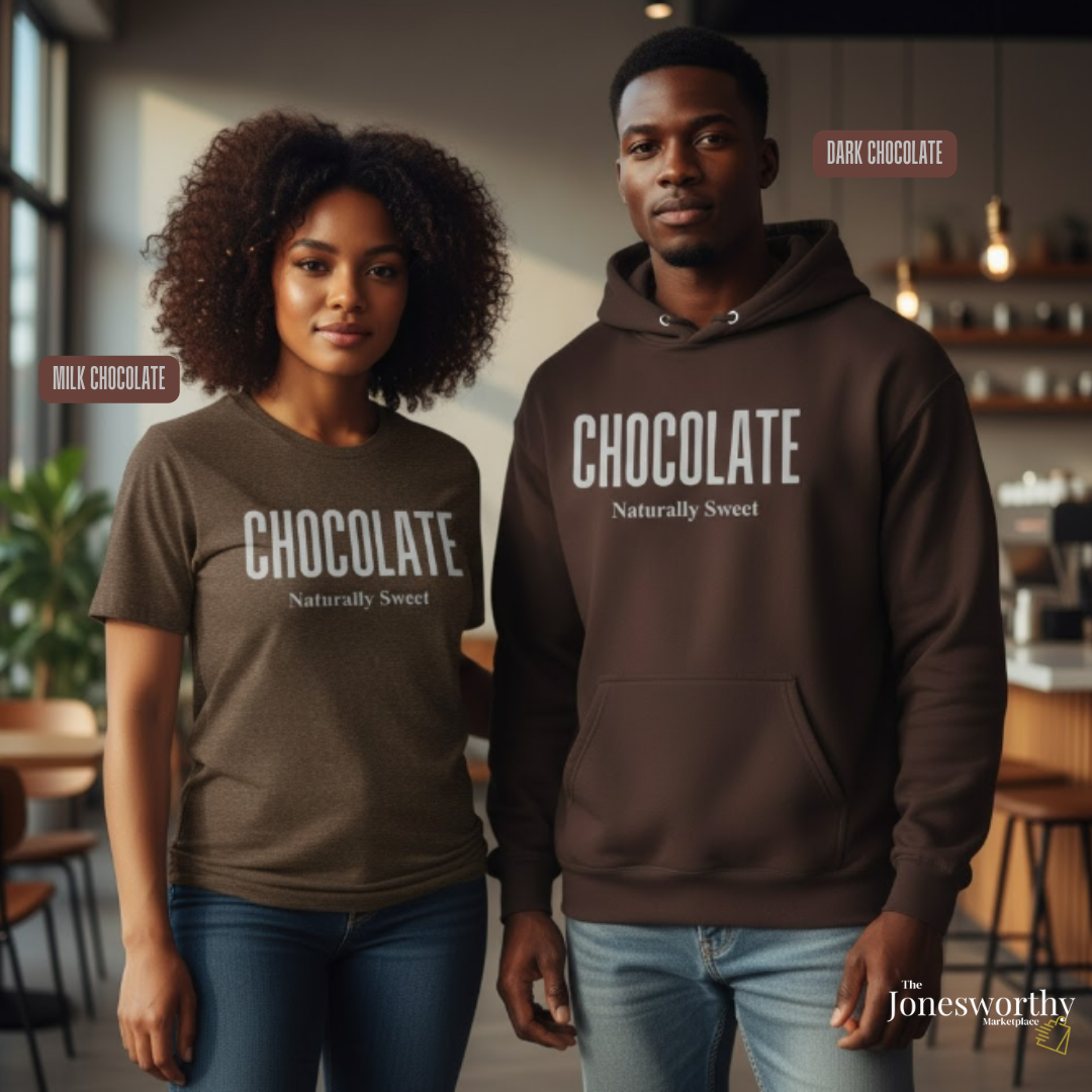 Chocolate Naturally Sweet Shirt, Unisex Tee Crewneck, V-neck, Sweatshirt or Hoodie, Brown Aesthetic, Chocolate Lovers, Minimalist Graphic
