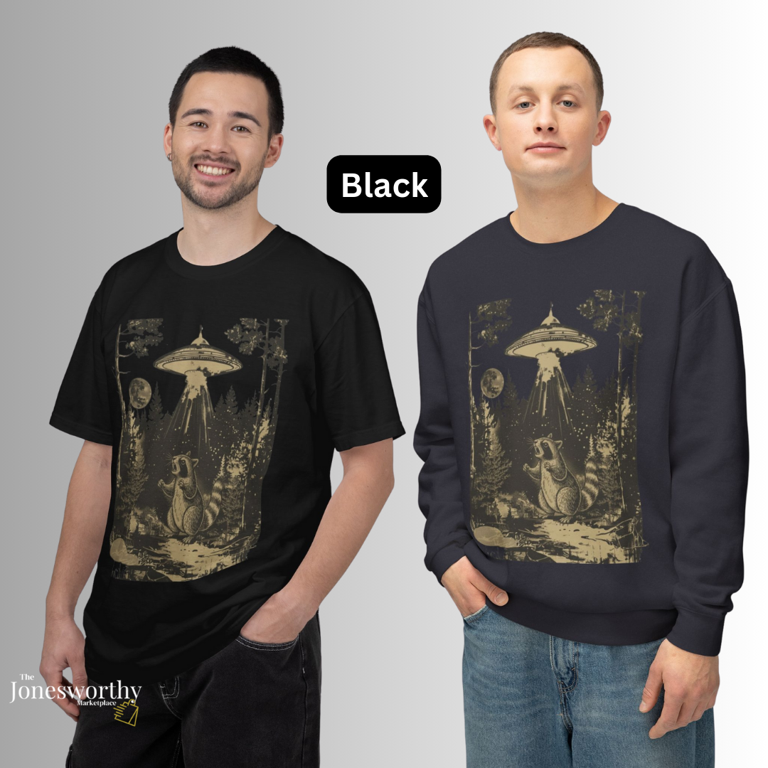 Vintage Raccoon UFO  Shirt & Sweatshirt | Funny Retro Alien Abduction Animal Lover Gift