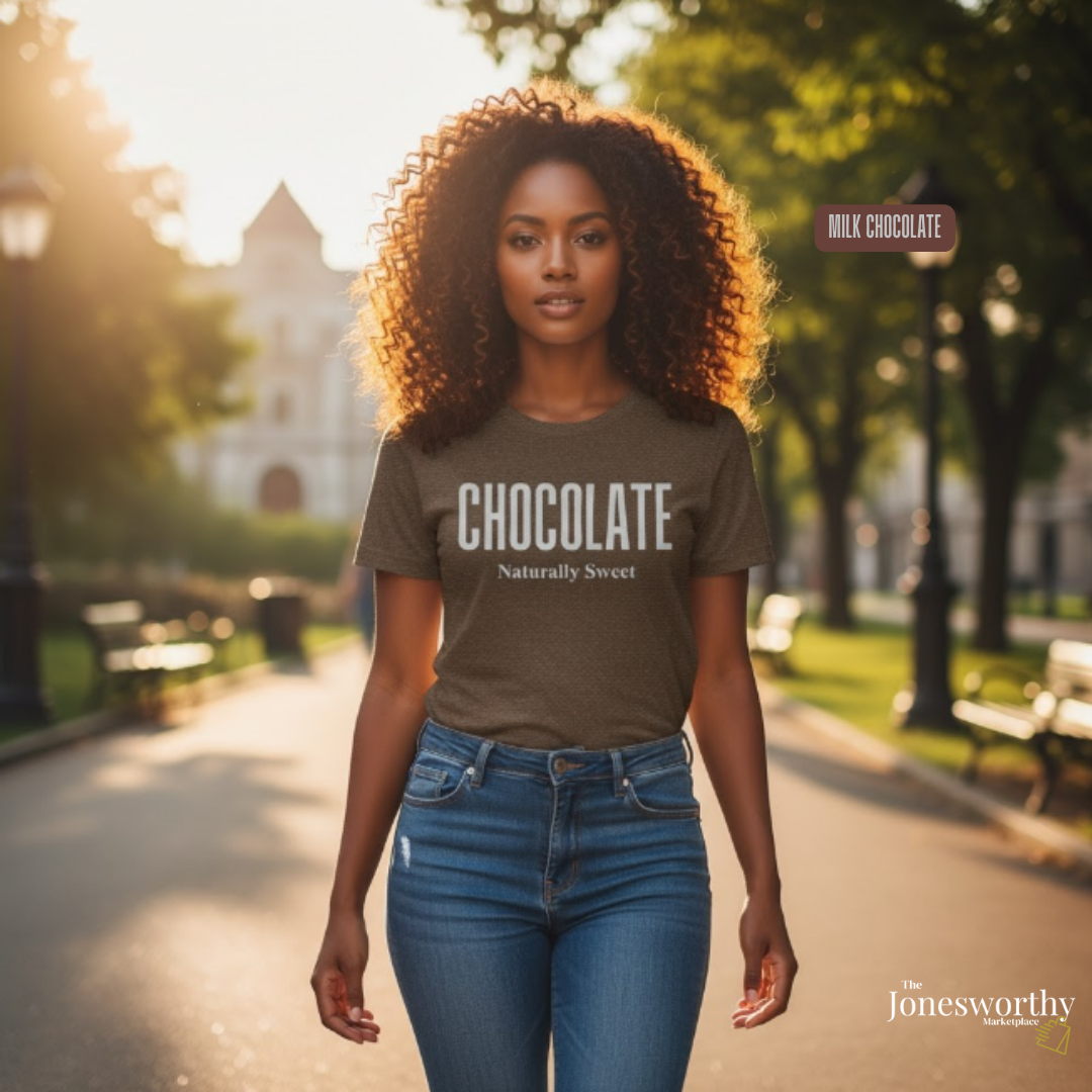 Chocolate Naturally Sweet Shirt, Unisex Tee Crewneck, V-neck, Sweatshirt or Hoodie, Brown Aesthetic, Chocolate Lovers, Minimalist Graphic