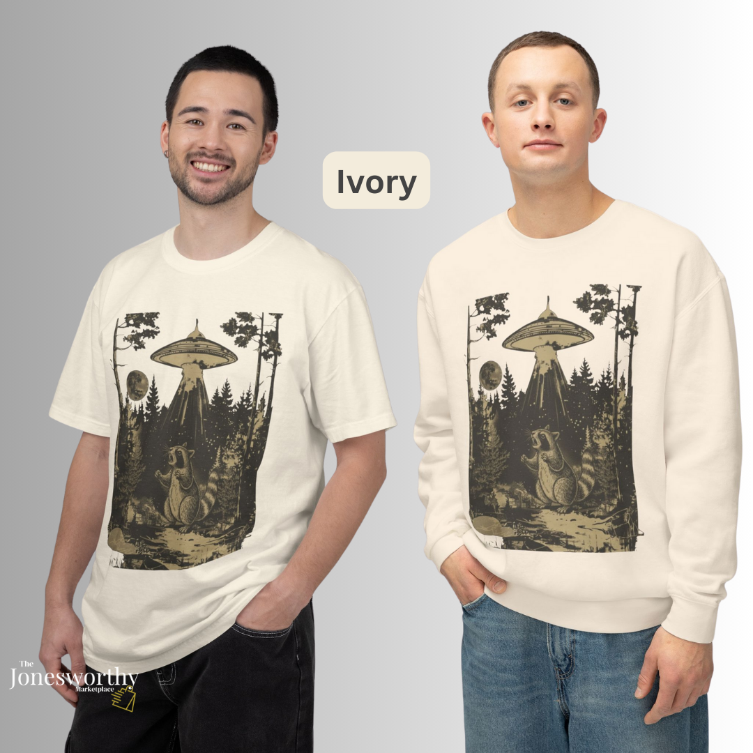 Vintage Raccoon UFO  Shirt & Sweatshirt | Funny Retro Alien Abduction Animal Lover Gift