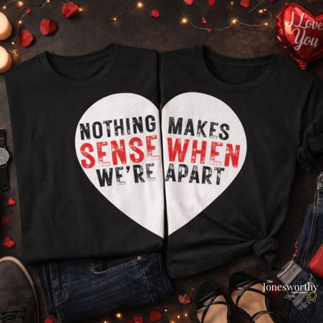 Nothing Makes Sense When We’re Apart Couples Shirt Set | Valentine’s Day Matching Shirts | Unisex Couples Tee Bundle