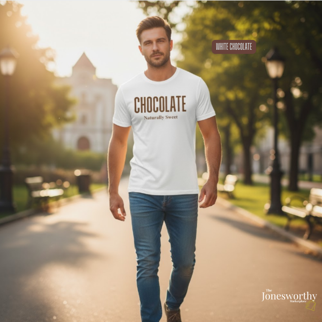 Chocolate Naturally Sweet Shirt, Unisex Tee Crewneck, V-neck, Sweatshirt or Hoodie, Brown Aesthetic, Chocolate Lovers, Minimalist Graphic