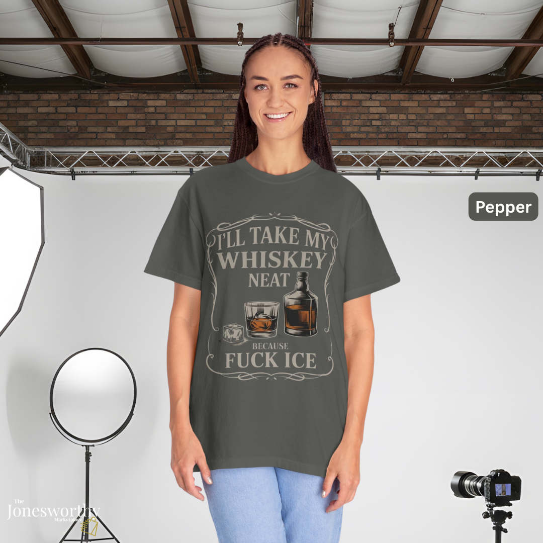 Whiskey Neat Comfort Colors Tee | FUCK ICE Protest Shirt, Free Speech