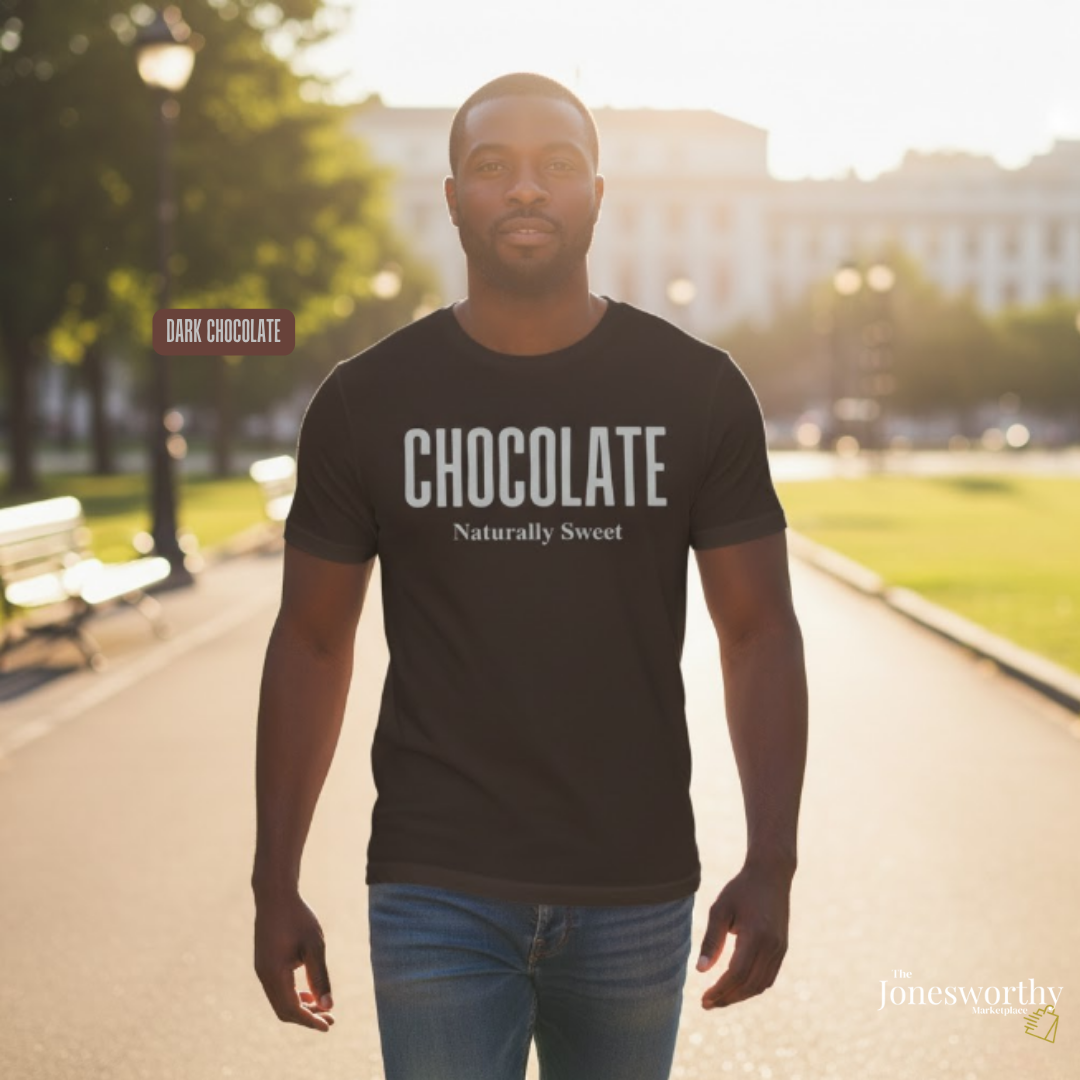 Chocolate Naturally Sweet Shirt, Unisex Tee Crewneck, V-neck, Sweatshirt or Hoodie, Brown Aesthetic, Chocolate Lovers, Minimalist Graphic