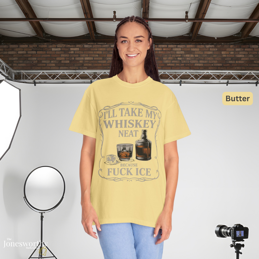 Whiskey Neat Comfort Colors Tee | FUCK ICE Protest Shirt, Free Speech