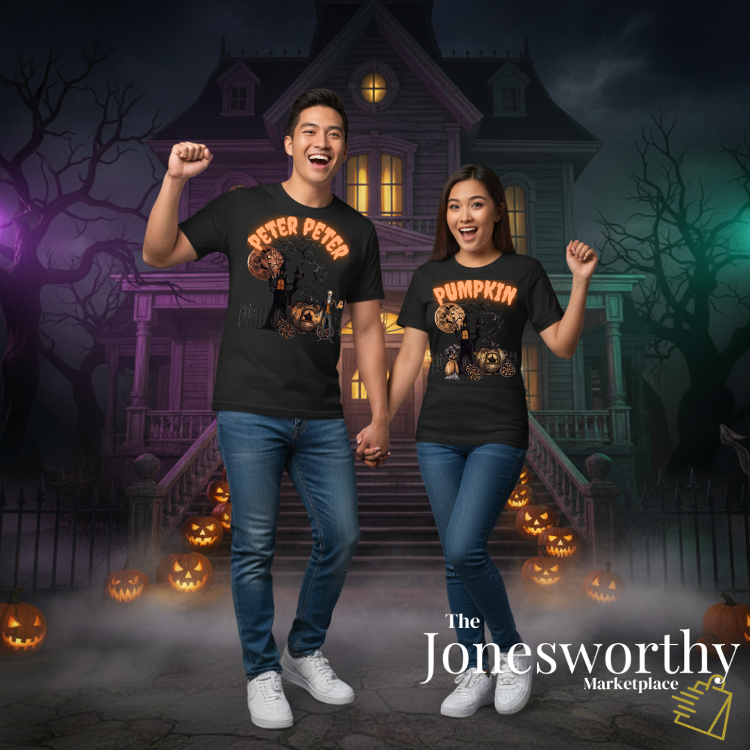 Funny Couples Halloween Shirts | Peter Peter Pumpkin Eater T-Shirts | Vintage Retro Horror Graphic Tees