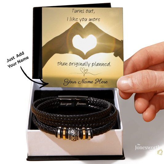Personalized Men’s Bracelet | I like you more than Originally Planned| Minimalist Gift for Him | Anniversary| Valentine's Day| Birthday