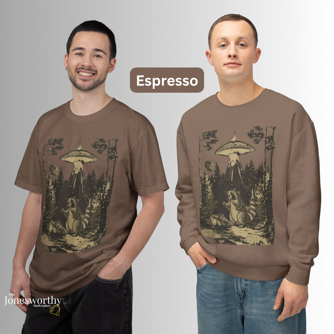 Vintage Raccoon UFO  Shirt & Sweatshirt | Funny Retro Alien Abduction Animal Lover Gift