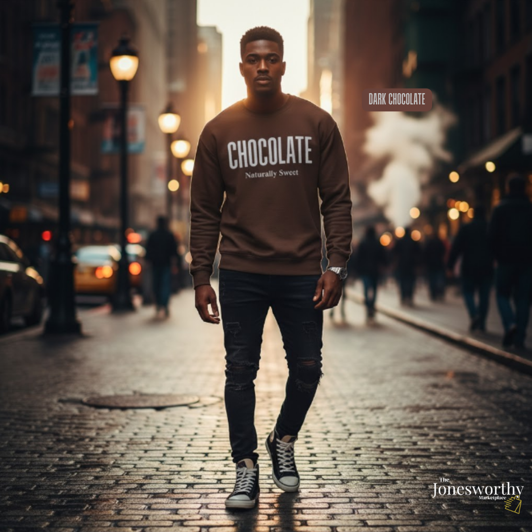 Chocolate Naturally Sweet Shirt, Unisex Tee Crewneck, V-neck, Sweatshirt or Hoodie, Brown Aesthetic, Chocolate Lovers, Minimalist Graphic