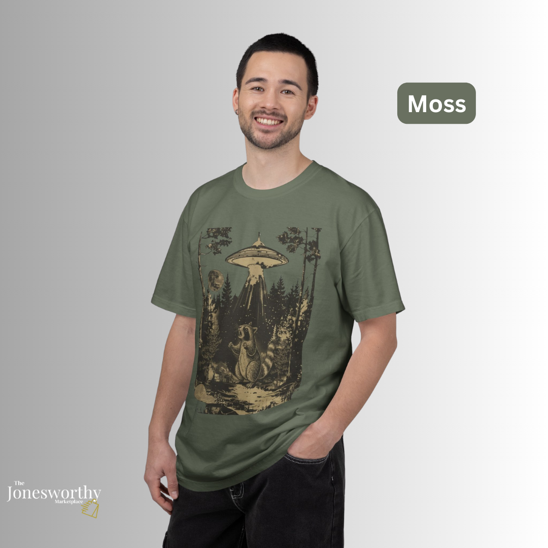 Vintage Raccoon UFO  Shirt & Sweatshirt | Funny Retro Alien Abduction Animal Lover Gift