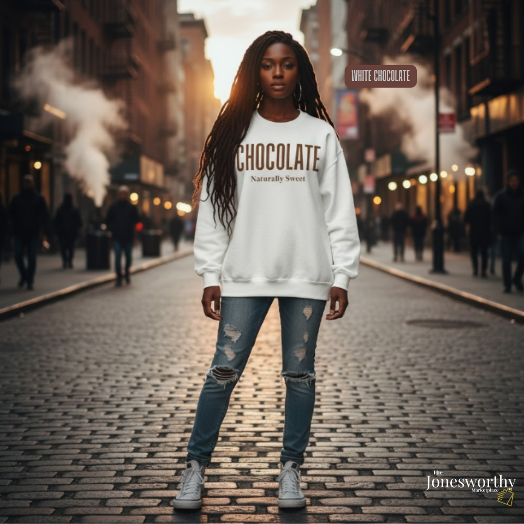 Chocolate Naturally Sweet Shirt, Unisex Tee Crewneck, V-neck, Sweatshirt or Hoodie, Brown Aesthetic, Chocolate Lovers, Minimalist Graphic