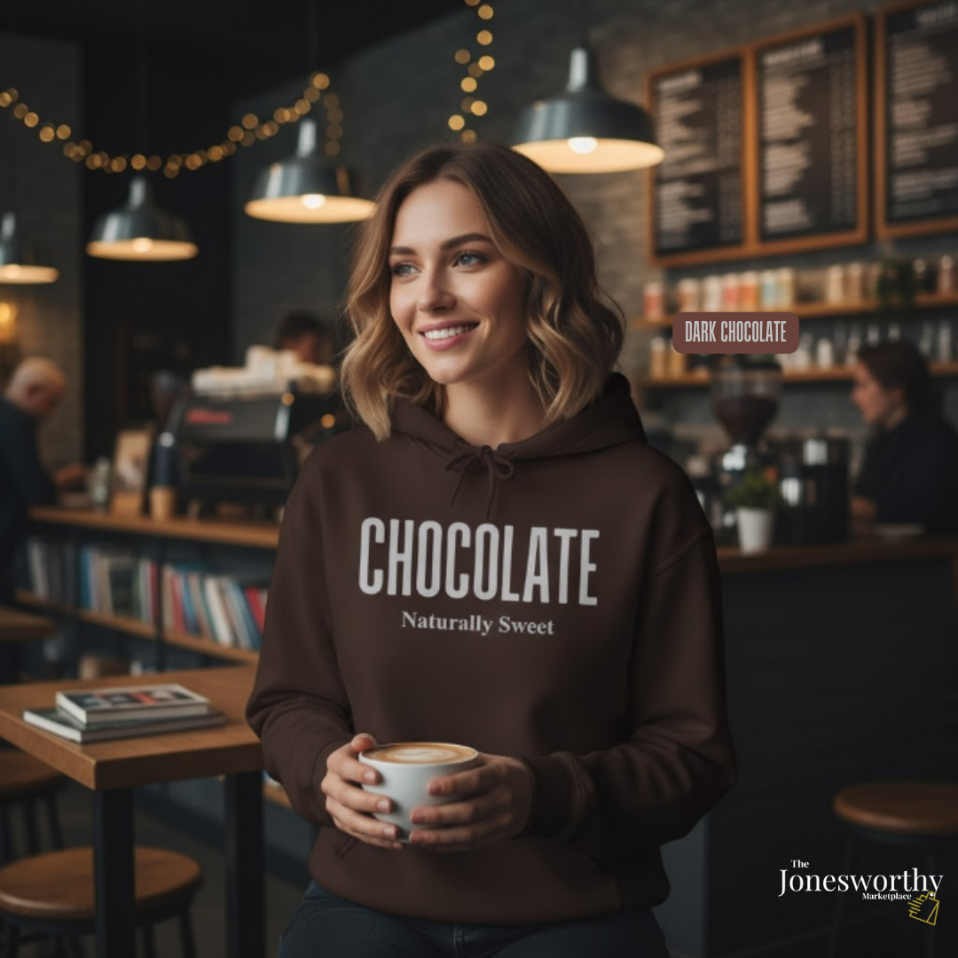 Chocolate Naturally Sweet Shirt, Unisex Tee Crewneck, V-neck, Sweatshirt or Hoodie, Brown Aesthetic, Chocolate Lovers, Minimalist Graphic