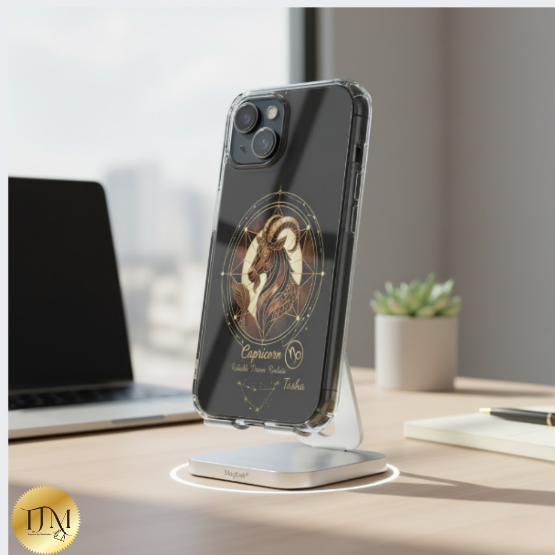 Zodiac Phone Case Fits iPhone 16 | 16 Pro | 16 Plus | 16 Pro Max MagSafe: Faux Stained Glass, Personalized Name