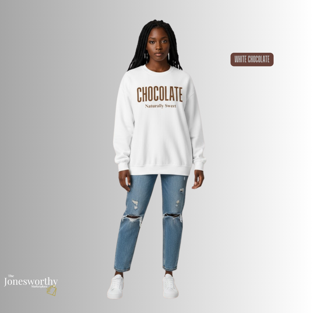 Chocolate Naturally Sweet Shirt, Unisex Tee Crewneck, V-neck, Sweatshirt or Hoodie, Brown Aesthetic, Chocolate Lovers, Minimalist Graphic