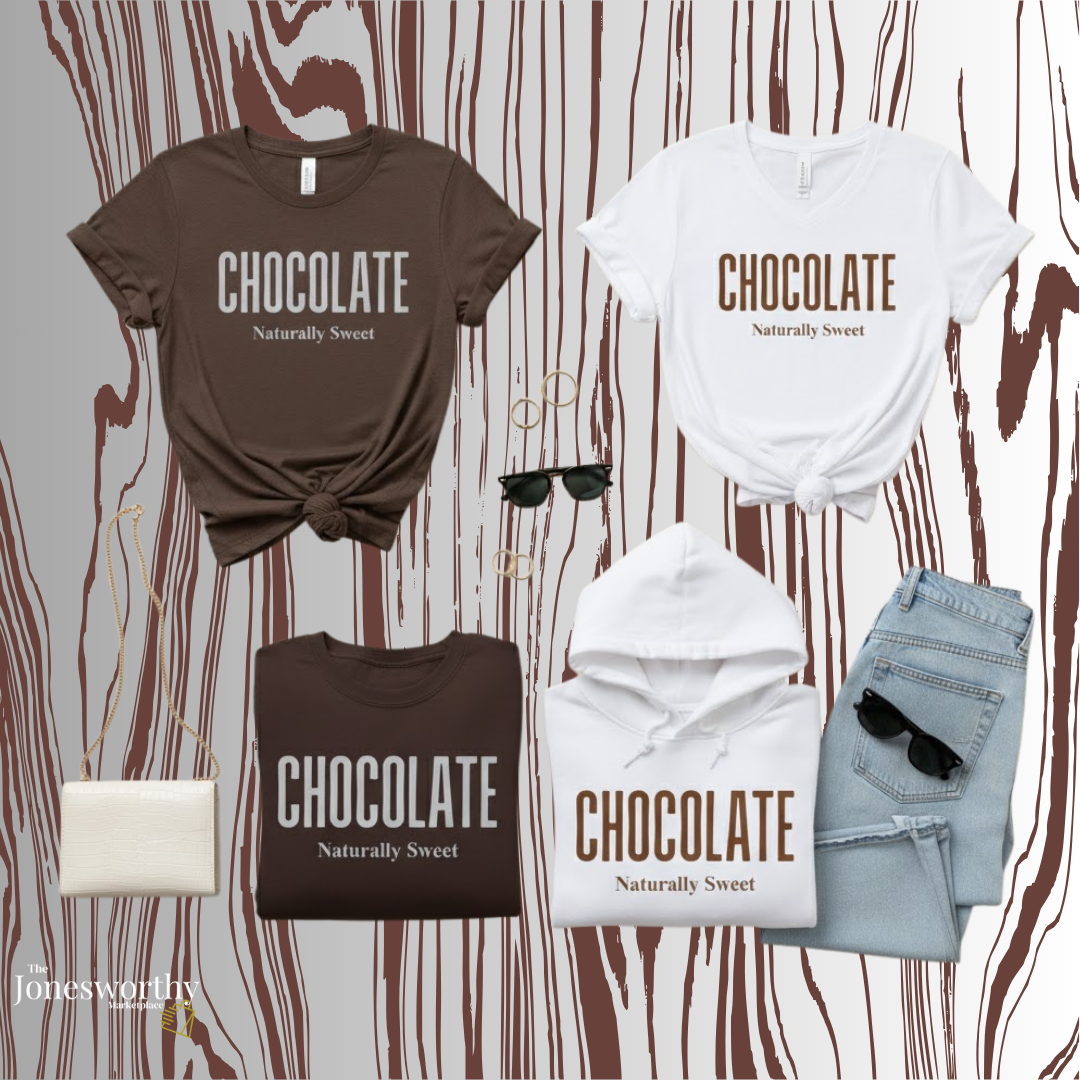 Chocolate Naturally Sweet Shirt, Unisex Tee Crewneck, V-neck, Sweatshirt or Hoodie, Brown Aesthetic, Chocolate Lovers, Minimalist Graphic