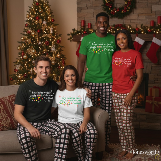 Matching Christmas Pajama Set for Couples – Mix & Match Holiday Tees,  Gingham Pants, Family Christmas PJs, Custom Festive Pajamas (XS–3XL)