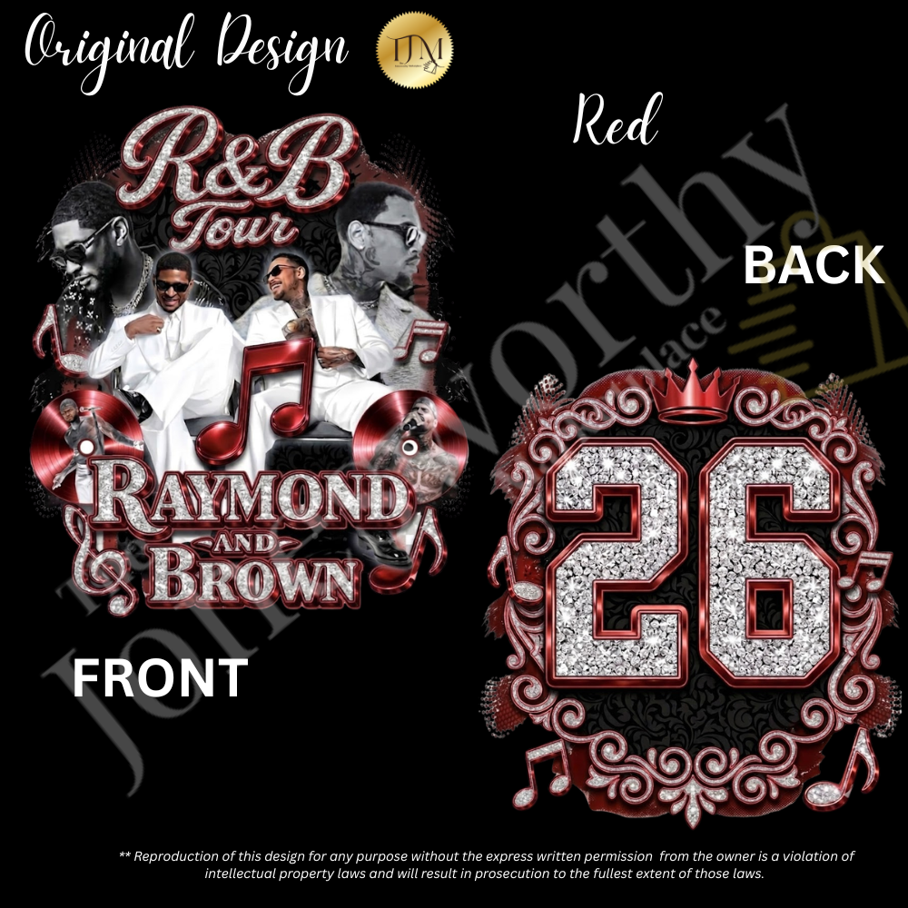 R&B World Tour 2026 Inspired Graphic T-Shirt | Chris Brown - Usher Concert Shirt