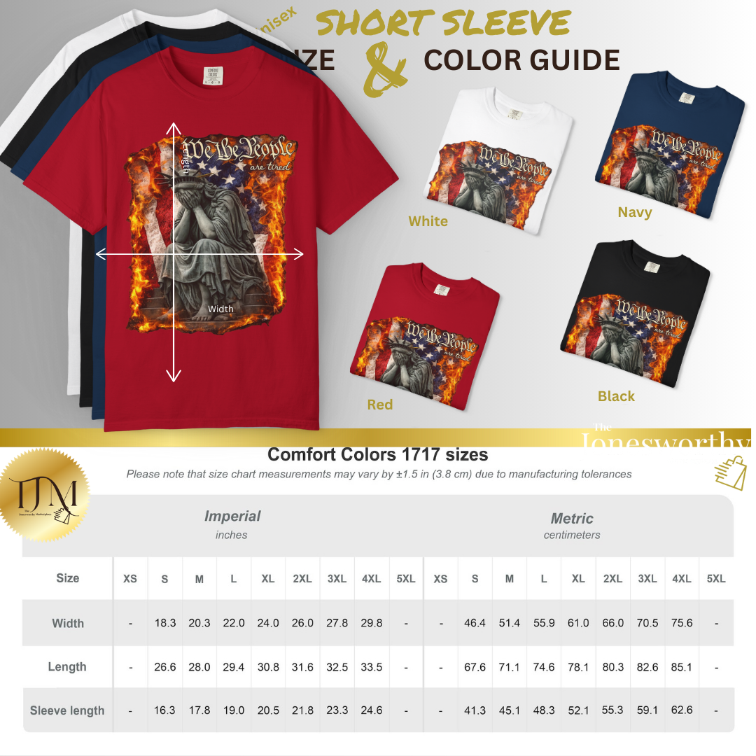 We the People Are Tired  Comfort Colors Garment Dyed T-Shirt | Distressed Liberty Graphic Tee