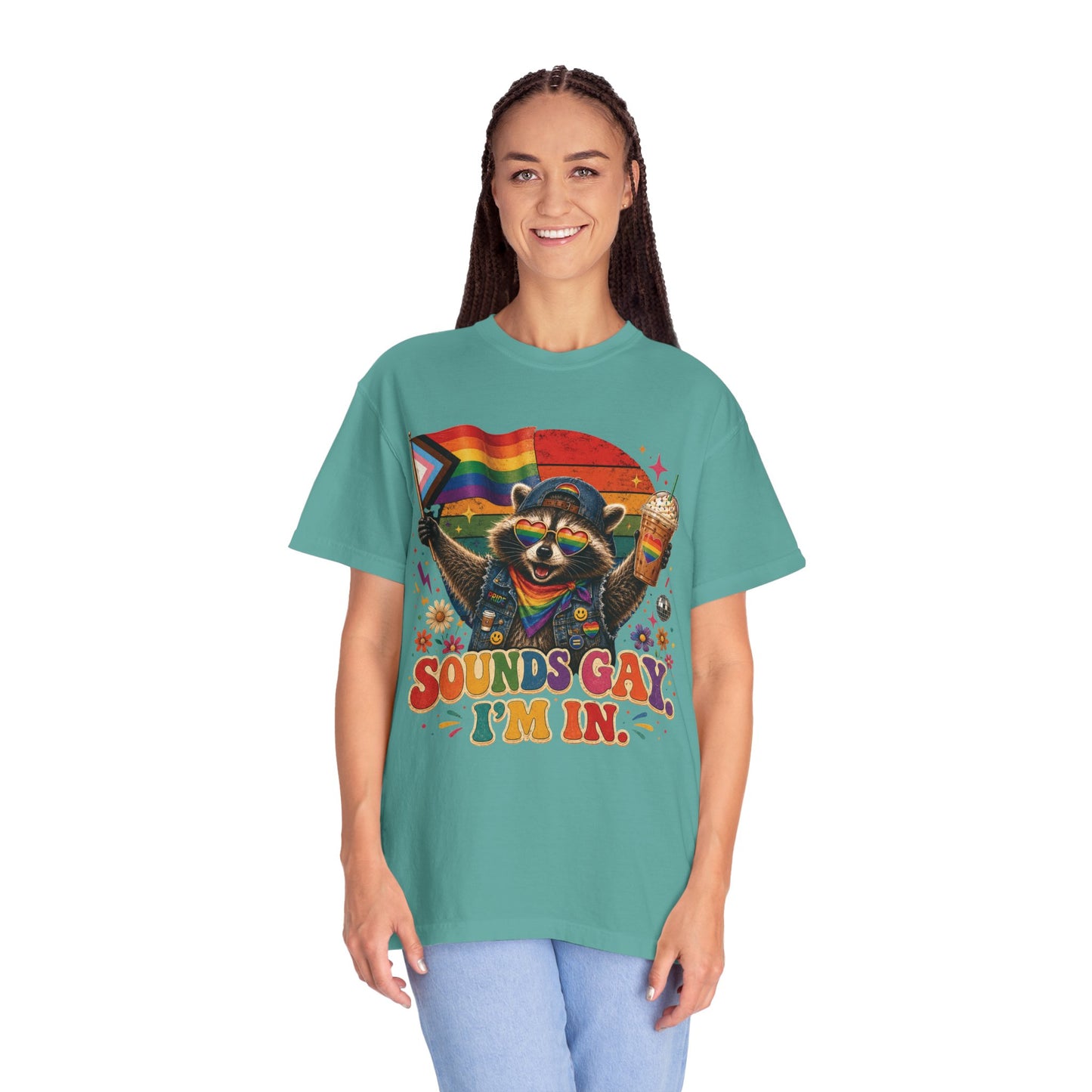Sounds Gay I'm In Shirt, Pride Raccoon Tee, LGBTQ Pride Shirt, Ally Gift, Drag Brunch Shirt, Comfort Colors Graphic Tee