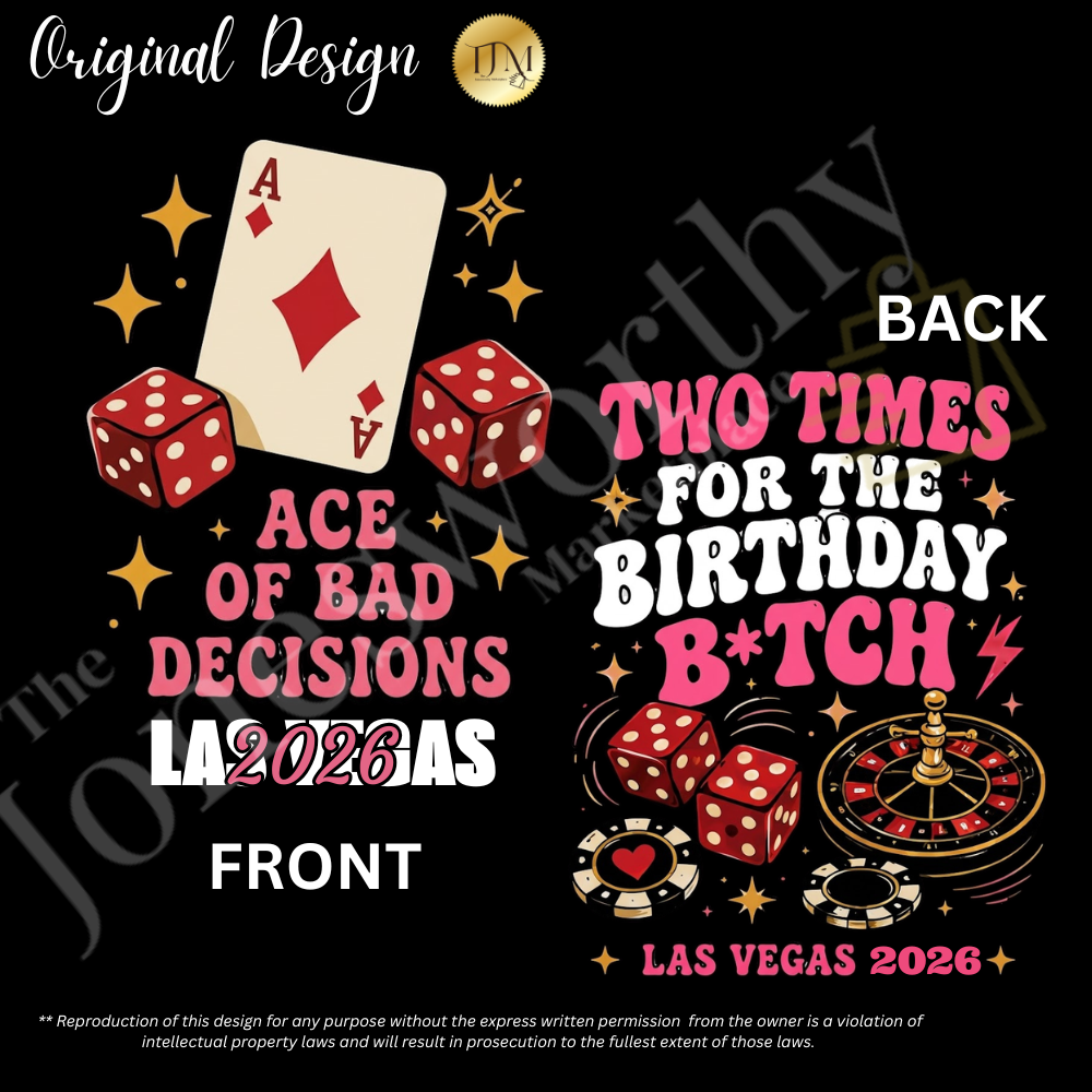 👑🎰♠️ Las Vegas Birthday Collection | Queen Birthday Trip Shirts | Personalized Year | Gildan® 8000 DryBlend® Unisex T-Shirt