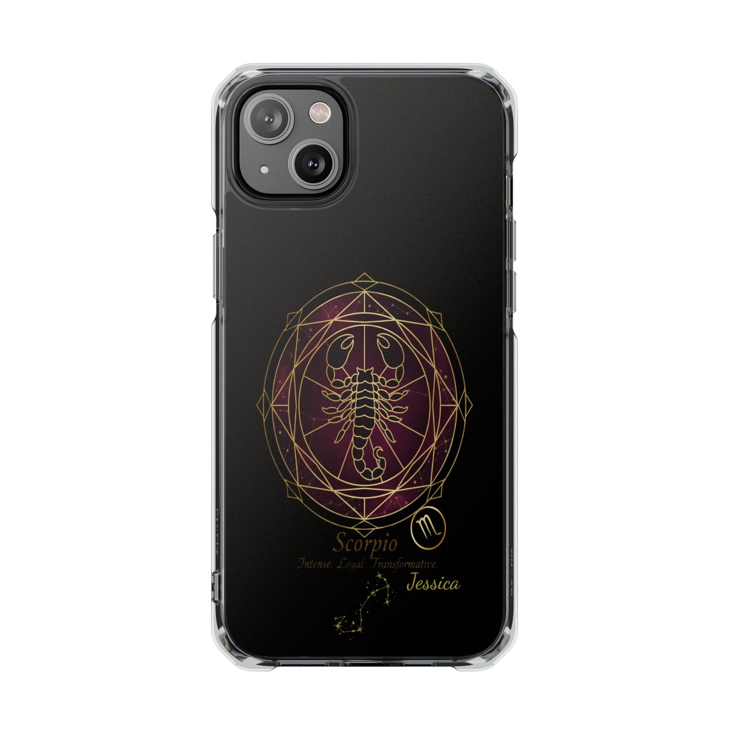 Zodiac iPhone 14 | 14 pro | 14 Pro plus |14 Pro Max Case MagSafe: Faux Stained Glass, Personalized Name