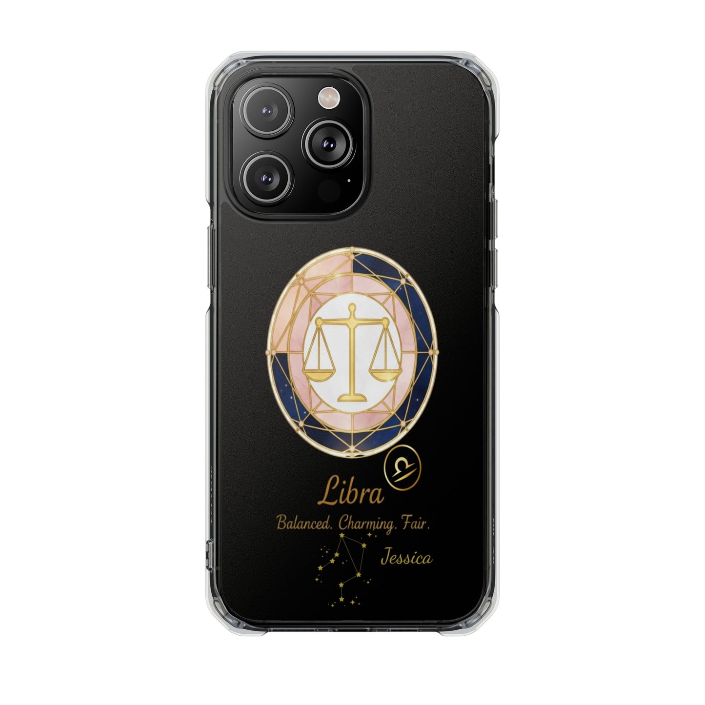 Zodiac iPhone 14 | 14 pro | 14 Pro plus |14 Pro Max Case MagSafe: Faux Stained Glass, Personalized Name