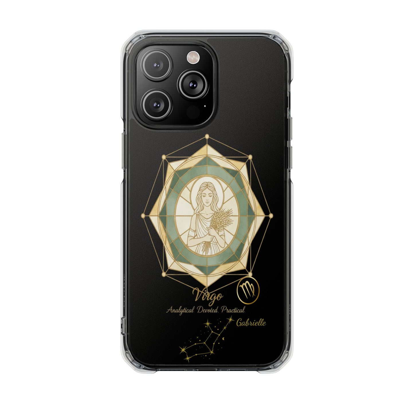 Zodiac iPhone 14 | 14 pro | 14 Pro plus |14 Pro Max Case MagSafe: Faux Stained Glass, Personalized Name