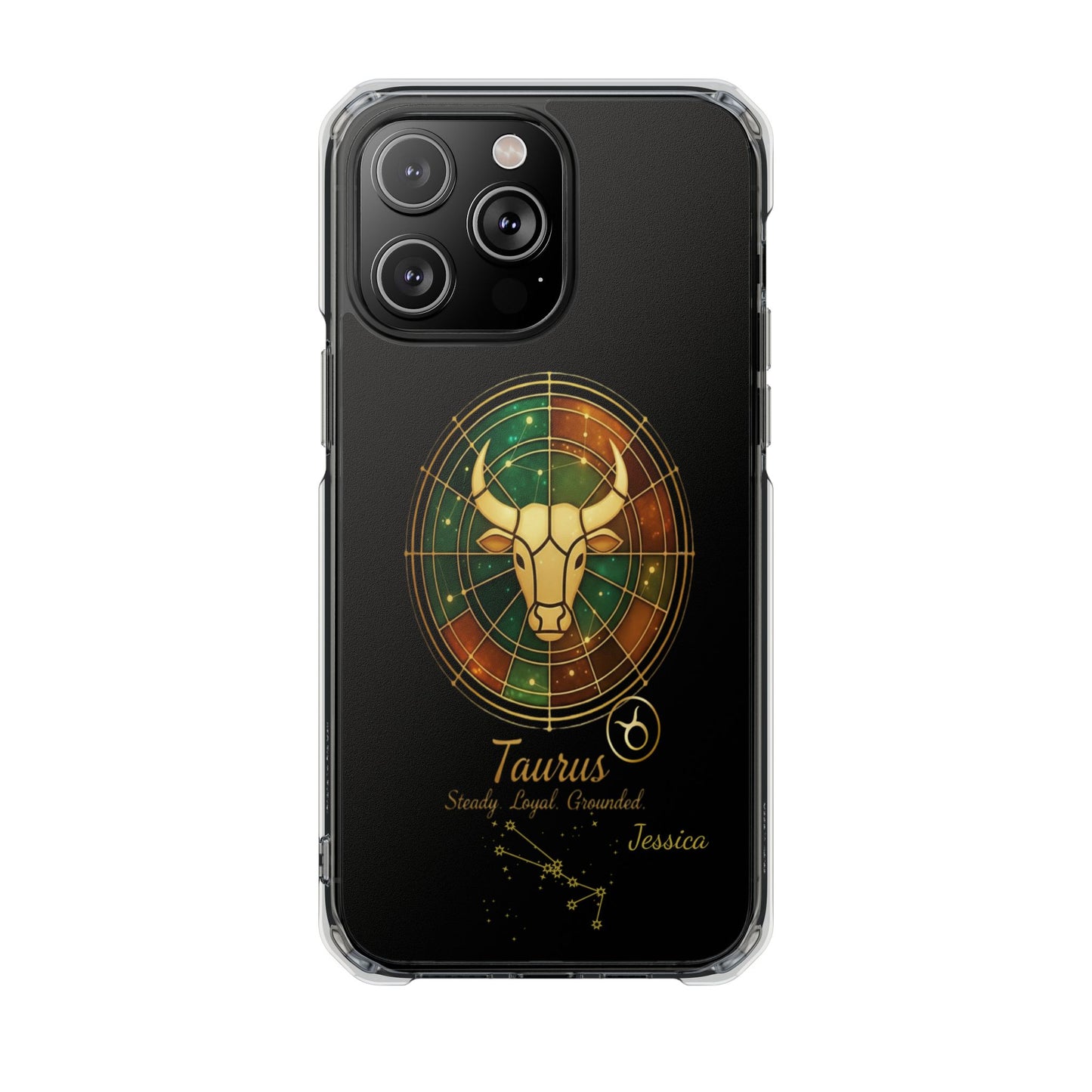 Zodiac iPhone 14 | 14 pro | 14 Pro plus |14 Pro Max Case MagSafe: Faux Stained Glass, Personalized Name