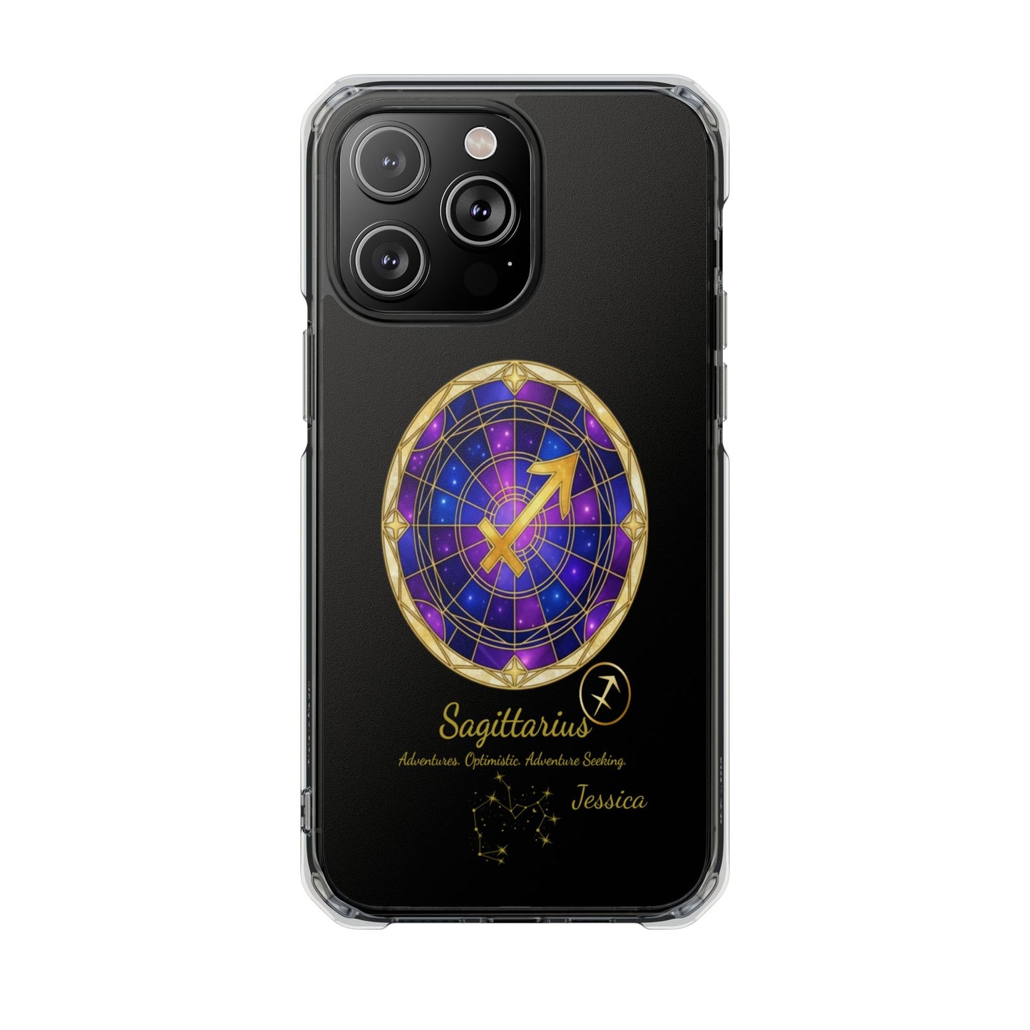 Zodiac iPhone 14 | 14 pro | 14 Pro plus |14 Pro Max Case MagSafe: Faux Stained Glass, Personalized Name