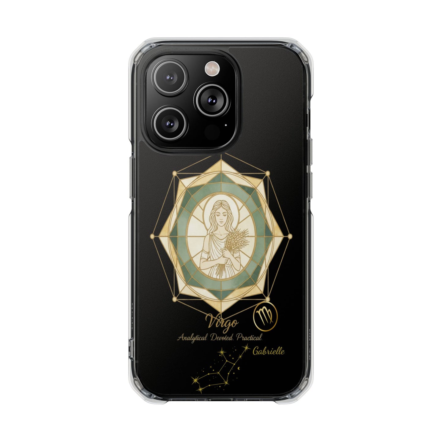 Zodiac iPhone 14 | 14 pro | 14 Pro plus |14 Pro Max Case MagSafe: Faux Stained Glass, Personalized Name