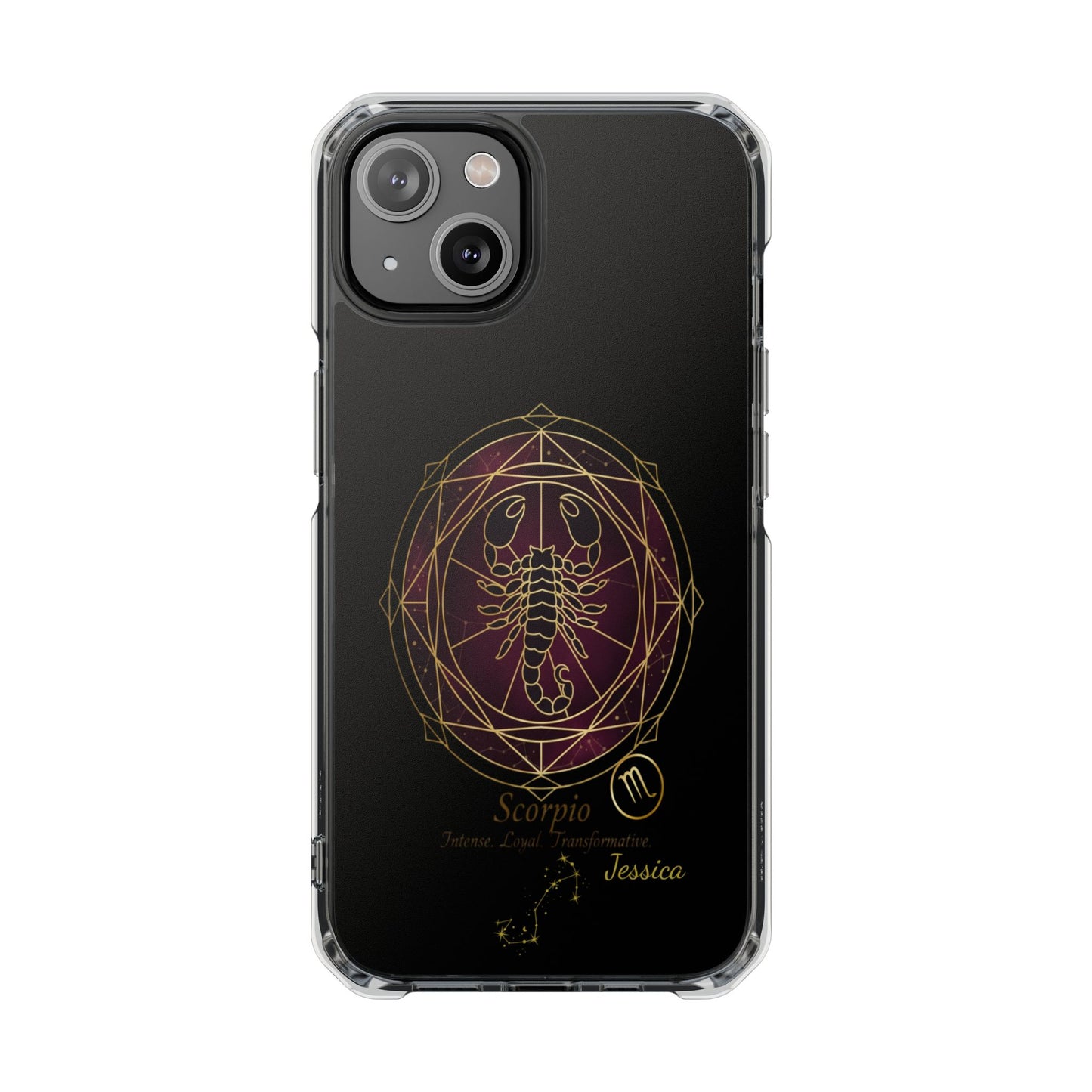 Zodiac iPhone 14 | 14 pro | 14 Pro plus |14 Pro Max Case MagSafe: Faux Stained Glass, Personalized Name