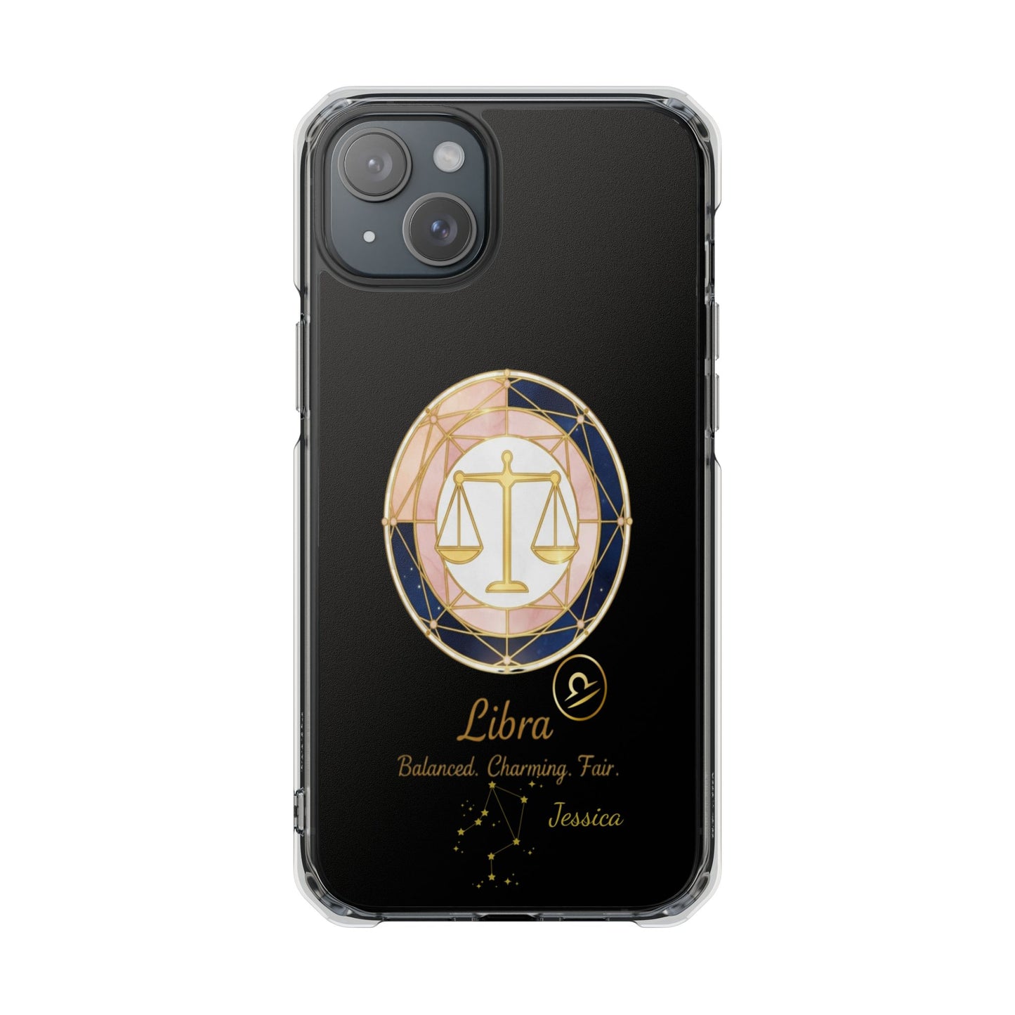 Zodiac iPhone 15 | 15 Pro | 15 Plus | 15 Max Case MagSafe: Faux Stained Glass, Personalized Name