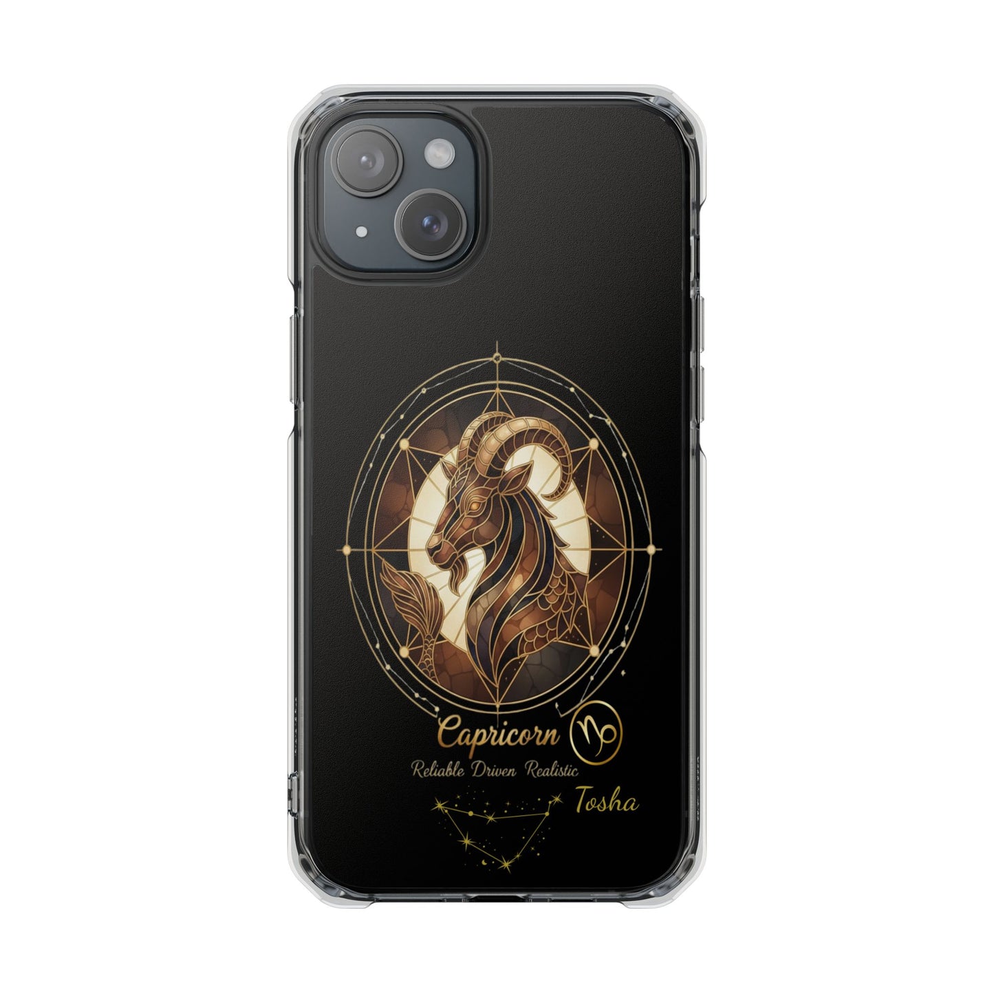 Zodiac iPhone 15 | 15 Pro | 15 Plus | 15 Max Case MagSafe: Faux Stained Glass, Personalized Name