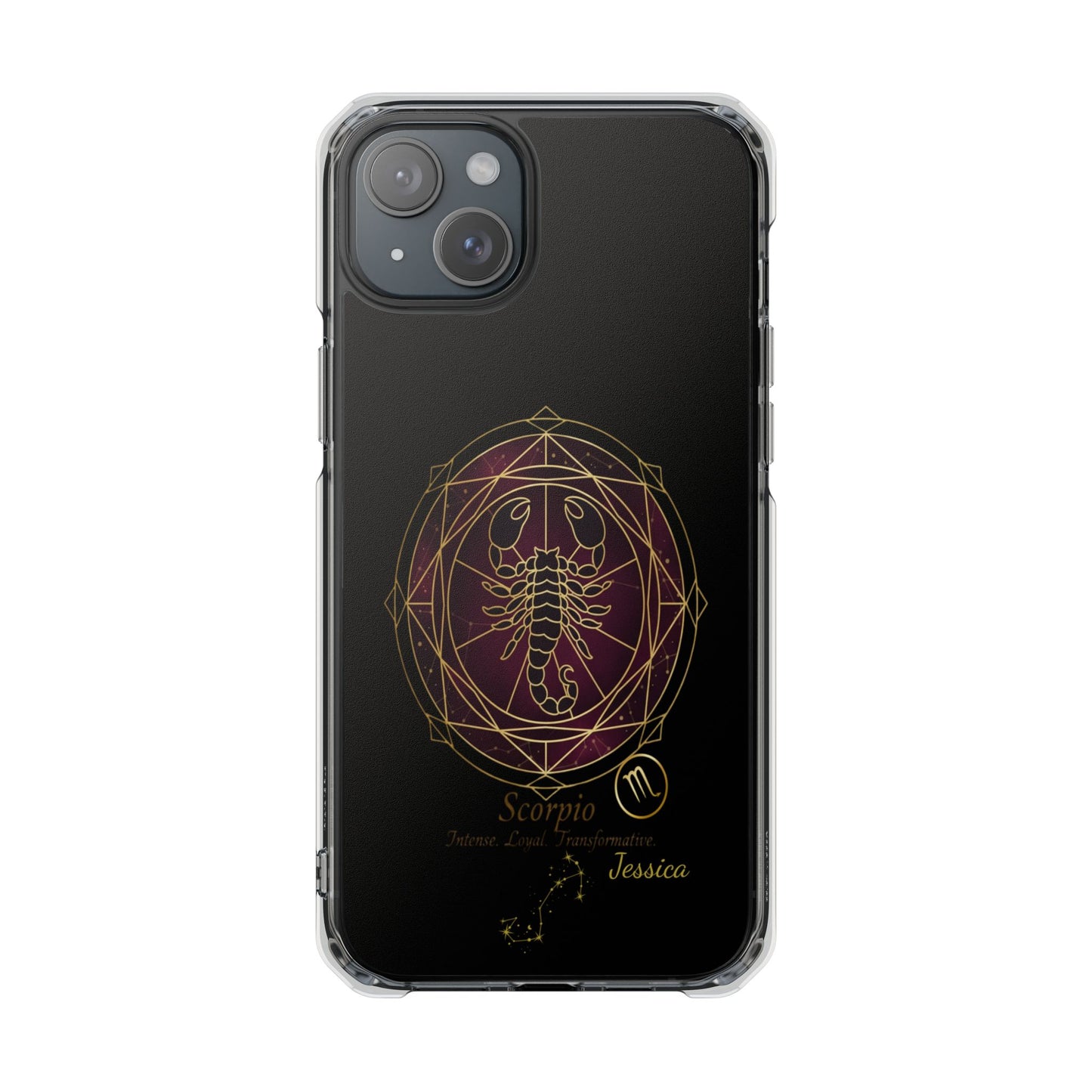 Zodiac iPhone 15 | 15 Pro | 15 Plus | 15 Max Case MagSafe: Faux Stained Glass, Personalized Name