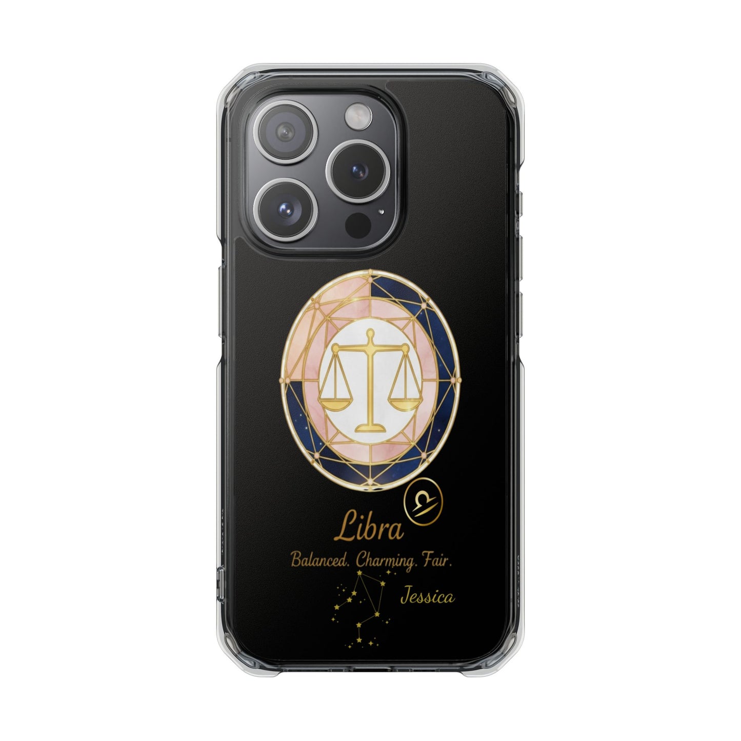 Zodiac iPhone 15 | 15 Pro | 15 Plus | 15 Max Case MagSafe: Faux Stained Glass, Personalized Name